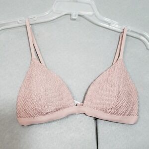 Onia Womens Large Danni Top Ash Pink Smocked Triangle Bikini Swim Top WTS10-5
